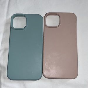 Pink and light blue silicone iPhone 14/13 cases